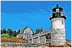 Marshall Point Light with Keeper's Museum Building - Digital Pai